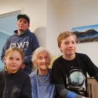 Joining Barbara Cruickshank for her 102nd birthday celebrations are her great grandchildren Heath...