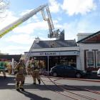 Firefighters battle the blaze on Saturday. 