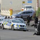 The armed offenders squad in Wansbeck St, Oamaru on Friday. Photo: Supplied