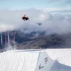 Norwegian freeskier Birk Ruud goes huge during the junior world championships big air qualifying...