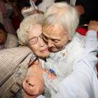 North and South Korean family members meet during a reunion at North Korea's Mount Kumgang resort...