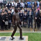 John McGlashan College unveiled a sculpture yesterday  to mark the school’s centenary. Photos:...