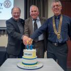 Cutting the 75th anniversary cake for the Rotary Club of Alexandra on Saturday are (from left)...
