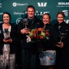 Southland-Otago section winners of the New Zealand Dairy Industry Awards are (fromleft) dairy trainee Simone Smail, share farmers Simon and Hilary Vallely, and dairy manager Jaime McCrostie. Photo: Supplied
