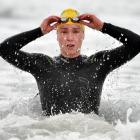 University of Otago student Hannah Morgan  trains at St Kilda yesterday for her swim across...