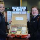 Hauroko Valley Primary pupils Jendi Minty and Tayla Davey-Hubbard (both 12) present their...