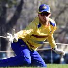 Otago wicketkeeper-batsman Mitch Renwick catches the ball during a training session at the...