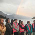 Participants prepare to dive into Lake Wakatipu at yesterday's Polar Plunge in Queenstown.