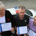 Barbara Pereira, Raimon Bol (centre) and Tony Clement, all of Oamaru, were awarded with the...