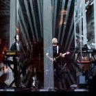Rhian Sheehan and band rehearse at the Dunedin Town Hall last night. Photo: Linda Robertson
