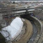 Work on the Leith flood protection scheme, just upstream from the University of Otago's...