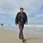Neville Peat on St Clair beach, where work has begun to hold back the invading sea. Photo: Gregor...