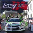 Targa Rally winners Glenn Inkster (left) and co-driver Spencer Winn at the finish line in...