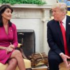US President Trump meets with UN Ambassador Haley in the Oval Office. Photo: Reuters
