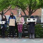 Vegan demonstrators have been out in Great King St/State Highway 1 on a weekly basis. Photo:...