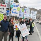 Central Otago teachers strike action outside Pioneer Park, Alexandra. Photo: Pam Jones