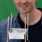 An ionic propulsion system designed by Otago Polytechnic student Conor Lawrence hovers in the air...