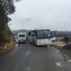 A campervan and a tourist bus collided near Portobello just after 9am this morning. Photo: Gregor...