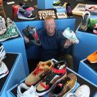 Collector Kevin Downie surrounded by some of his favourite shoes at Classic Motorcycle Mecca in...