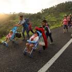 Members of the Central American migrant caravan move to the next town in Matias Romero, Mexico....