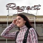 Bachelor of design student Rosette Hailes-Paku (20) models one of her designs outside  the Regent...