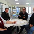 Otago Regional Councillor Carmen Hope (left) talks with farmers (second from left) Ash Townsend,...