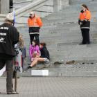 Protesters against the use of the poison 1080 placed dead birds on the steps of Parliament. Photo...