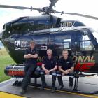 Showing off Queenstown's new dedicated rescue helicopter are Otago Rescue Helicopter's Queenstown...