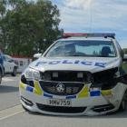 A police car was damaged during a chase in Wanaka this morning. Photo: Sean Nugent