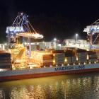 Port Otago's second container crane, at right, is under repair until midweek. Photo: Gerard O'Brien