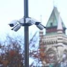 A cluster of CCTV cameras at the University of Otago. Photo: Stephen Jaquiery