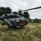 Emergency services and a rescue helicopter at the scene on Sunday afternoon. Photo: Supplied