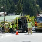 Emergency services at the scene of a serious crash between a motorbike and car in Man St,...