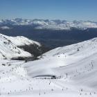 The Remarkables skifield near Queenstown. The Sugar Bowl lift is shown climbing the mountain on...