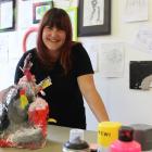 Hannah Breeze with a contempary art piece. Contempary art was about the creative process rather...