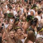 Crowds enjoy the entertainment at the 2019 Otago University Students' Association Orientation...