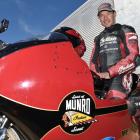 Burt Munro’s great-nephew Lee Munro, astride Spirit of Munro, a record attempt bike that went to...