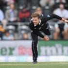 Black Caps bowler Lockie Ferguson sends down a delivery during game two of his team's one-day...