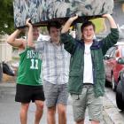 Third-year students (from front) James Copland, of Timaru, Luke Tatley, of Tauranga, and Logan...