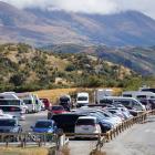 The Roys Peak track car park was at capacity well before lunchtime on Tuesday. Photo: Sean Nugent