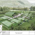 An artist's impression shows Bridesdale Farm Developments Ltd's proposed Winton Tennis Academy,...