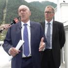 Queenstown Lakes District mayor Jim Boult and council chief executive Mike Theelen announcing the...