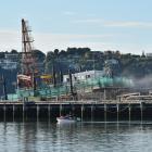 Port Otago’s pile driver Rahi Te Toha, up on the Kitchener St slipway for another week. Photo:...