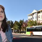 Georgia Broomhall (19) waits for her ride at Dunedin's bus hub yesterday afternoon. PHOTO: GREGOR...
