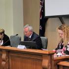 Commissioners Jane Black, John Maassen and Gina Sweetman at a resource consent hearing at the...