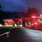 Firefighters at the scene in Bayfield Rd on Thursday evening. Photo: Gregor Richardson