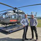 Ross Black (left), founder and chairman of the Otago Rescue Helicopter Trust,  with helicopter...