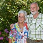 Selwyn and Natalie Yeoman in the garden of the Pine Hill, Dunedin home. Photo: Gregor Richardson 