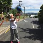 Green Island resident Donna Peacock plays in the street. Photo: Supplied 