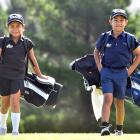Anahera and Kairangi Koni at Island Park Golf Club yesterday with the tools of their trade. Photo...